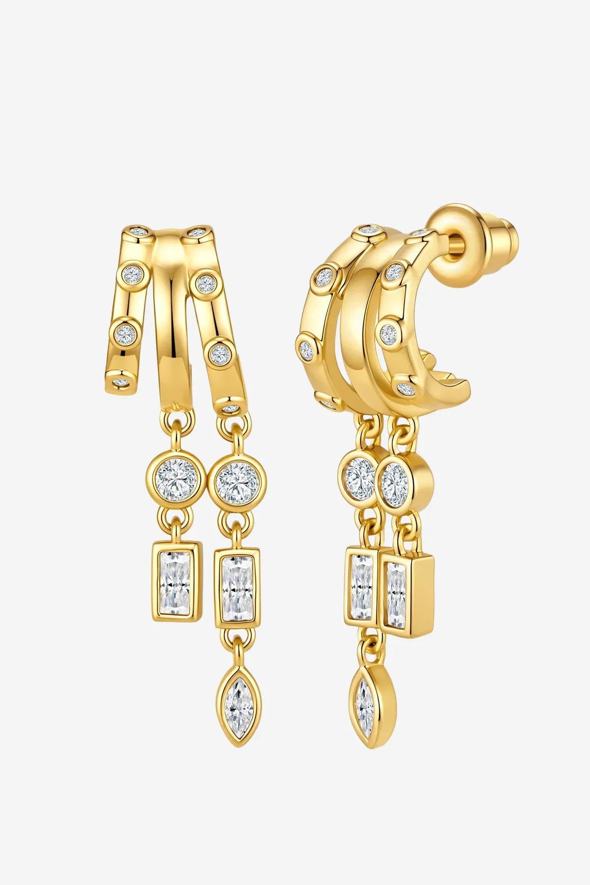 Women 18K Gold Triple Hoop Earring F | CicyBell - Style F-Gold