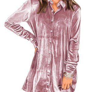 Women Velvet Button Down Mini Dress | Cicy Bell - Army Green / Small