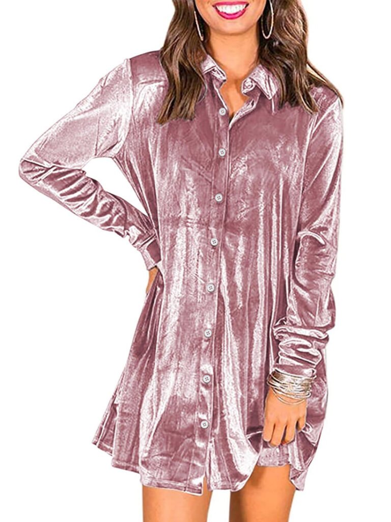 Women Velvet Button Down Mini Dress | Cicy Bell - Army Green / Small