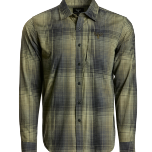 Modern Button Flannel - Modern Olive Plaid / L