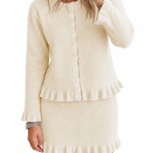 Womens Beige 2 Piece Sweater Skirt Set | CicyBell - Beige / Small
